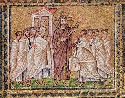 De ongelovigheid van St. Thomas, uit Scènes uit het leven van Christus (mozaïek) door Byzantine School